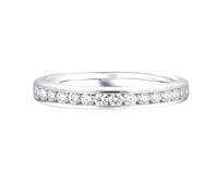 Fedi nuziali in oro bianco singolo, da donna, anelli da donna con indice e moissanite, 50 (15,9), Moissanite