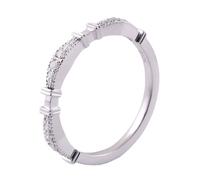 Fedi nuziali in oro bianco sottile, anello di fidanzamento da donna con nodo moissanite migliore amica regali, Oro bianco 18 carati, Moissanite