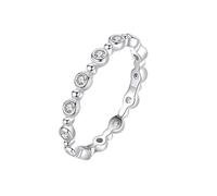 Fedi nuziali in oro bianco stretto 14 K, anello celebrità cerchio argento con taglio rotondo laboratorio diamante misura 50 (15,9)