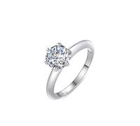Fedi nuziali in oro bianco stretto 14 K, gioielli anelli geometrici argento con taglio rotondo laboratorio diamante misura 53 (16,9)