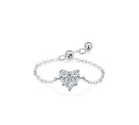 Fedi nuziali in oro bianco stretto 18 K, anello da donna delicato con diamanti artificiali, argento, misura 47 (15,0)