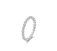 Fedi nuziali in oro bianco stretto 9 K, set da donna con diamanti artificiali, misura 18,5 (18,5)