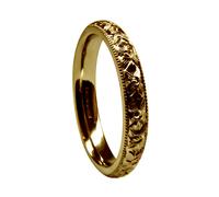 Fedi Nuziali Incise A Mano In Oro Giallo 9ct 4mm Comfort Court NUOVE UK HM