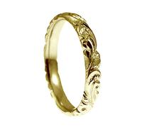 Fedi Nuziali Incise A Mano In Oro Giallo 9ct 4mm Comfort Court NUOVE UK HM