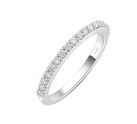 Fedi Nuziali Metallo, Anello Donna Una Fila di Diamanti Oro Bianco 18K Taglia 26 Regalo di Nozze Promessa