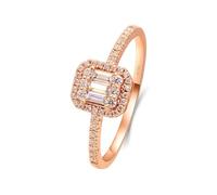 Fedi Nuziali Moderne, Anelli Oro Rosa 18K Piazza con 0.43Ct Rettangolare Moissanite Taglia 26