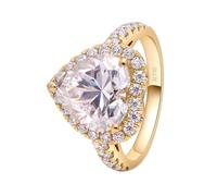 Fedi Nuziali Moderne, Anello Donna Oro Giallo 14K Forma di Cuore a 3 Punte da 10 mm con Moissanite da 4 Carati Taglia 18,5