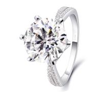Fedi Nuziali Oro Bianco 14K, Anelli Donna Eleganti con 5Ct 6 Claws Solitaire Moissanite Taglia 18,5