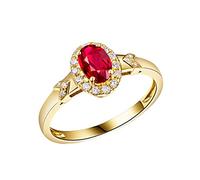 FEDI Nuziali Oro Giallo, Anelli Oro Donna 18K Ovale Rubino Creato in Laboratorio 0.532ct Regalo di Anniversario Taglia 9.5