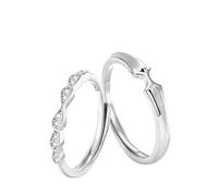 Fedi Nuziali Regolabili Abbinate Per Lui E Per Lei, Anello Aperto Per Coppia Con Zirconi Cubici, Set Di Anelli Di Fidanzamento Per Coppie, Gioielli Con Fascia Per Dito Dell'Amore Per San Valentino, B