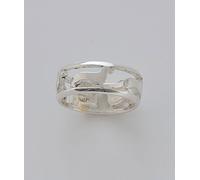 Fedina in argento a fascia con quattro bassotti traforati