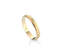 Fedina Personalizzabile in Oro Giallo 18 CARATI con Incisione Nome e Data - Anello Fidanzamento Lui e Lei - Regalo San Valentino, Anniversario - Fedina Personalizzata Uomo Donna - Singola Motivo 3
