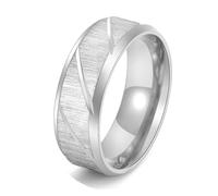 Fedine Fidanzamento Coppia Personalizzabili, Veretta Argento Acciaio Inossidabile Taglia 15 8mm Twill Spazzolato Custom Regalo per Figlia Prom