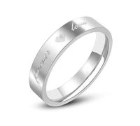 Fedine Fidanzamento Coppia Uguali, Anello Argento Donna Fidanzamento Acciaio Inossidabile Taglia 20 Cuore Forever Love Lucido da 4 mm Personalized