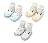 FedMois 3 Paia Calzini Scarpe Antiscivolo Calze a Pantofola Cotone Neonati Bimbi, ape, 6-12 mesi