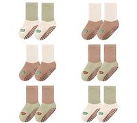 FedMois 6 paia calzini antiscivolo invernali termici in cotone bimbi bambini, Dinosauri, 3-5 anni