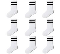 FedMois 9 paia Calze Sportive in Cotone Calzini per Sport Scuola Ragazzi, Bianco, 3-5 anni