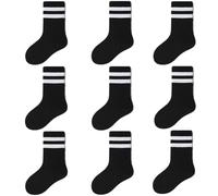 FedMois 9 paia Calze Sportive in Cotone Calzini per Sport Scuola Ragazzi, Nero, 5-7 anni