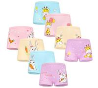 FedMois Boxer Bambina Intimo Mutande Mutandine Cotone 2-9 Anni Confezione da 8, Conigli e Giraffa, 3-5 Anni