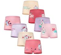FedMois Boxer Bambina Intimo Mutande Mutandine Cotone 2-9 Anni Confezione da 8, unicorni e Orso, 3-5 Anni