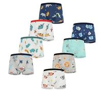 FedMois Boxer Bambino Intimo Mutande Mutandine Cotone Confezione da 8, Animali e Dinosauri, 7-9 Anni