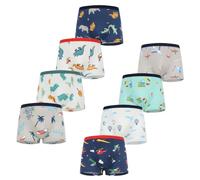 FedMois Boxer Bambino Intimo Mutande Mutandine Cotone Confezione da 8, Dinosauri e Aerei, 3-5 Anni