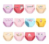 FedMois Boxer Slip Bambina Intimo Mutande Mutandine Cotone Confezione da 12, Coniglio, Unicorno ed Anatra, 2-3 Anni