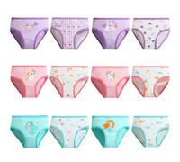 FedMois Boxer Slip Bambina Intimo Mutande Mutandine Cotone Confezione da 12, Unicorno, Gatto e Sirena, 3-5 Anni