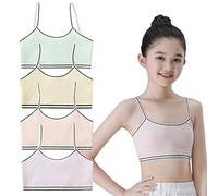 FedMois Canottiere Corte Reggiseni Sportivi in Cotone Bambina Ragazza Confezione da 4, Giallo, Rosa, Verde e Viola, 8-10 Anni