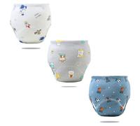 FedMois Confezione da 3 Mutandine di Apprendimento Bimbi Bambini Cotone Assorbente Impermeabile, Astronauta, Orso e Basket, 3-4 Anni