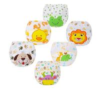 FedMois Confezione da 6 Mutandine di Apprendimento Bimbi Bambini Cotone Assorbente Impermeabile, Animali, 0-1 Anno