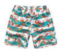 FedMois Pantaloncini da Spiaggia Bambino Ragazzo Costume da Bagno Asciugatura Rapida, Arancione, 3-4 Anni