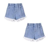 FedMois Pantaloncini di Jeans Bambine e Ragazze, Confezione da 2, con Pizzo Decorativo, 6 Anni