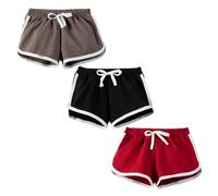 FedMois Pantaloncini in Cotone Bambini e Ragazzi, Confezione da 3, Grigio, Nero e Rosso, 10-11 Anni