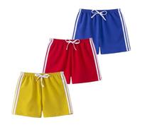 FedMois Pantaloncini in Cotone Bambini e Ragazzi, Confezione da 3, Nero, Blu, Rosso e Giallo, 9 Anni