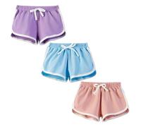 FedMois Pantaloncini in Cotone Bambini e Ragazzi, Confezione da 3, Viola, Blu e Rosa, 6 Anni