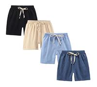 FedMois Pantaloncini in Cotone Bambini e Ragazzi, Confezione da 4, Nero Blu Beige E Blu Scuro, 2-3 Anni