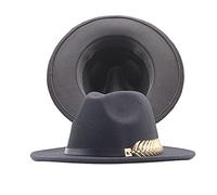 Fedora Hats for Women Wide Brim Belt Buckle Panama Floppy Hat Womens Cowboy Trilby cap Women's Fedoras Bowler Jazz Hat for Beach Party Church