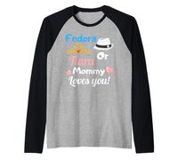 Fedora O Tiara Mommy Loves You Gender Reveal Party Gift Maglia con Maniche Raglan
