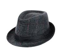 Fedora Trilby Cappello da uomo a tesa corta Panama Cappello British Vintage in feltro di lana Jazz Cap Bombetta Jazz Ballerini Jazz Gangster Rapper Cowboy Gentleman Cappello Fedora Roll-up Cappello