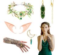 Fée De D'Elfiques, Kits De DéGuisement Inclure Couronne De Serre-TêTe De FéE De La ForêT Gants En Dentelle Oreilles D'Elfe Collier En Cristal éPingle à Cheveux Pour Mariage, Cosplay, Halloween