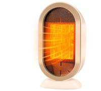 Feebee Stufetta Elettrica Basso Consumo, Stufa Bagno Termoventilatore Piccolo 800/1200W Protenzione Anti-surriscaldamento e Ribaltamento Dormitorio a Risparmio Energetico per Camere o Bagno(Beige)
