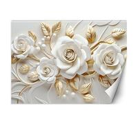 Feeby Carta Da Parati 3D Fiori Motivo floreale 350x245 cm bianco XXL Decorazione Fotomurali Tessuto Non Tessuto Soggiorno Camera da letto Moderne Design Botanica Piante Natura