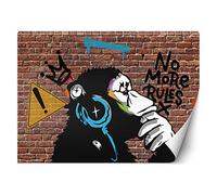 Feeby Carta Da Parati Banksy Dj Scimmia 450x315 cm multicolore XXL Decorazione Fotomurali Tessuto Non Tessuto Soggiorno Camera da letto Moderne Design Pop Art Street Art