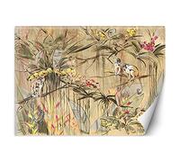 Feeby Carta Da Parati Giungla Scimmia Foglie 400x280 cm beige XXL Decorazione Fotomurali Tessuto Non Tessuto Soggiorno Camera da letto Moderne Design Esotici Tropici Fiori