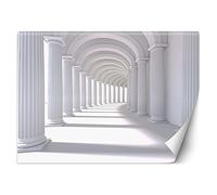 Feeby Carta Da Parati Sulla Fliselina Portici Illusione 3D Effetto 3D 250x175 cm bianco Decorazione Da Muro Include Colla Soggiorno Camera Da Letto Sala Ufficio Astratto Colonne Dietro Il Divano