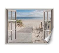 Feeby Fotomurali Mare Natura Illusione 3D 210x150 cm beige Decorazione Murale Fotografica Gabinetto Per Casa Soggiorno Salone Camera Degli Ospiti Passerella Sulla Spiaggia