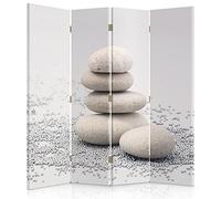 Feeby Paravento Ciottoli 4 Parti 145x180 cm Unilaterale Pieghevole Separatore Decorazioni Stampa su Tela Parete Divisoria Parete Spagnola Soggiorno Ufficio Camera da letto Home Office Beige Grigrio