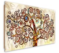 Feeby Quadro 120x80 cm Albero della vita Gustav Klimt 1 parte Stampa Murale Fotografia Decorazione da parete Immagini Moderni per Soggiorno Camera da Letto Ufficio arte astratta arancione