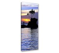 Feeby Quadro Canvas Tramonto Decorazione murale Mare Blu 30x90 cm